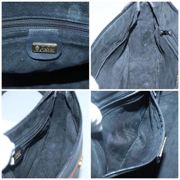 GUCCI Web Sherry Line Shoulder Bag Leather Black - Picture 15 of 16